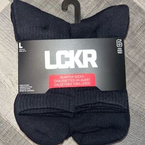LCKR Foot Locker Brand 6 Pair Pack Black 1/4 Length Half Cushion Socks NWT